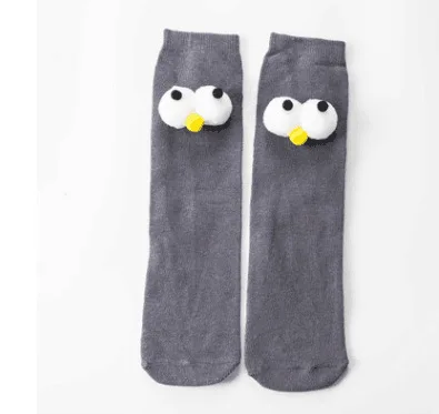 1 пара, модные хлопковые носки унисекс для малышей с большими глазами мягкие Нескользящие весенне-осенние милые носки для младенцев Детские носки, 15 видов - Цвет: Dark gray