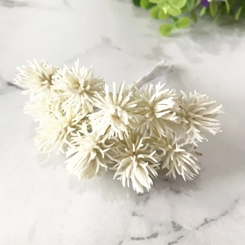 3/6/10 Stück DIY Scrapbooking Weihnachtsgirlande Künstliche Pflanzen Pompon Künstliche Blumen für Heimdekoration Handgemachte Grünpflanzen – Detail 15