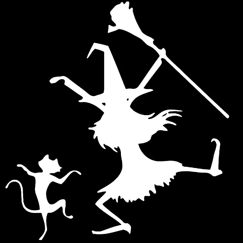 14-2cm-15cm-Dance-Witch-And-Cat-Funny-Vinyl-Car-styling-Car-Sticker-Decals-Black-Silver (1)