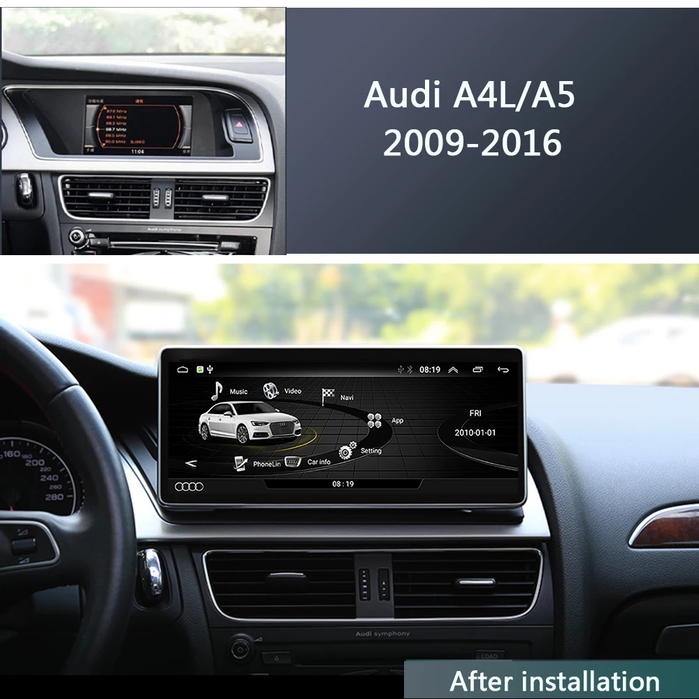 Android 9,0 для Audi A4L/A5 2009- 10,25 дюймов HD сенсорный экран 2+ 32G автомобильный радиоприемник с навигацией GPS Мультимедиа dvd-плеер