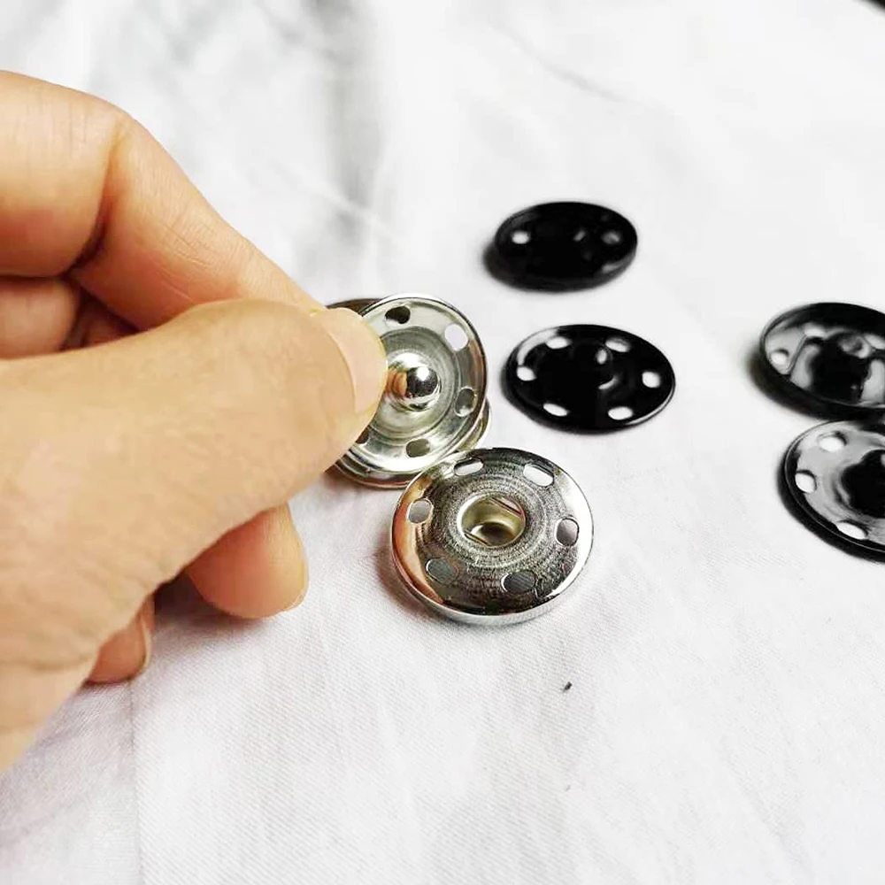Kit 12 Set Bottoni Automatici A Pressione 15mm - Con Attrezzi Di Installazione - Metallici Nero - Per Jeans, Borse, Giubbotti E Fai Da Te - 4