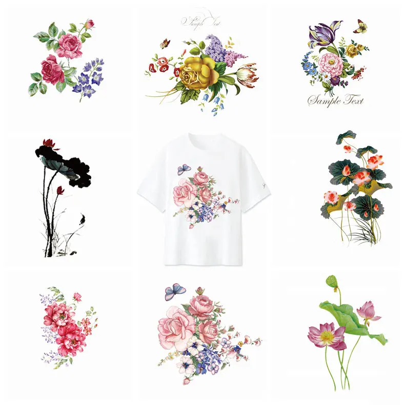 

Iron On Transfer Patches Colorful Flowers Heat-Sealing Patch Boy Girl Clothes Stickers Stripe T-shirt Sticker DIY Applique NEW F