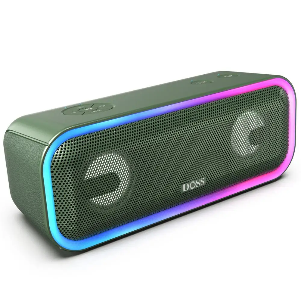 DOSS SoundBox Pro+ TWS беспроводной bluetooth-динамик 24 Вт впечатляющий звук с глубокими басами смешанные цветные огни настоящий стерео звук - Цвет: Армейский зеленый