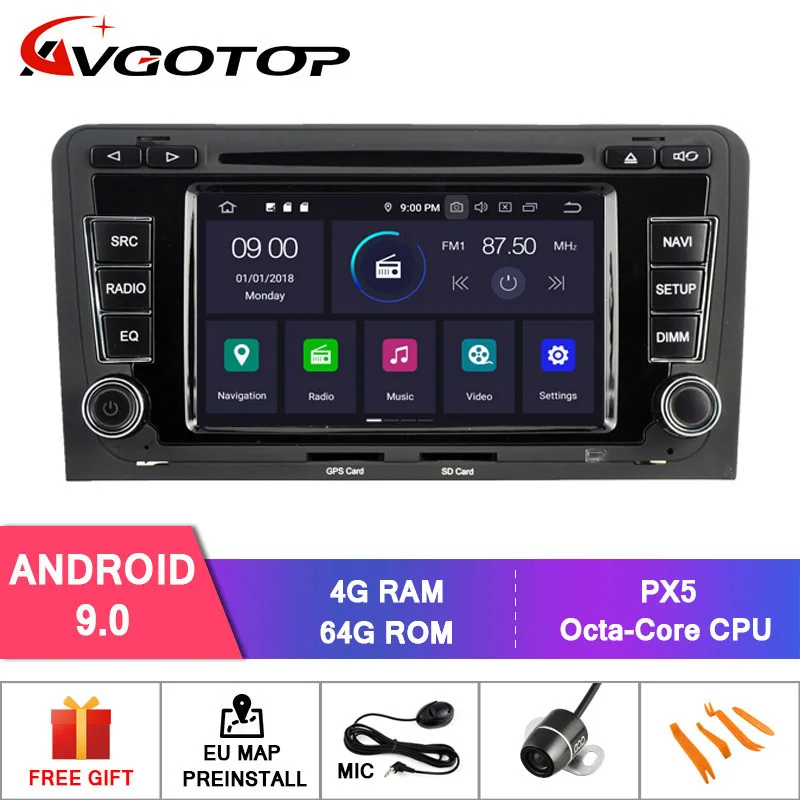 Clearance AVGOTOP Android 9.0 4GB+64GB CAR DVD PLAYER for For AUDI A3/S3/RS3 (2003-2012) IPS HD Screen NAVIGATION 1
