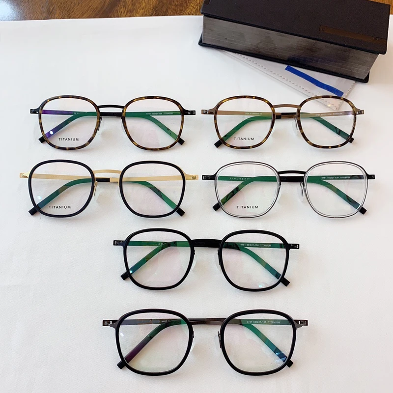 

New Titanium Glasses Frame Men Women Round Male Classic Myopia Optical Prescription Eyeglasses Frames Screwless Eyewear 9781