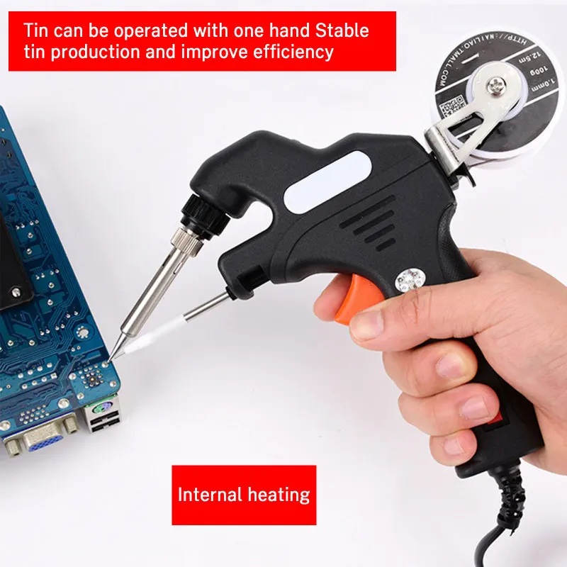

Hot 50W 110V/220V US/EU Plug Soldering Iron Kit Handheld Welding Gun Internal Heating Automatically Send Tin Welding Repair Tool