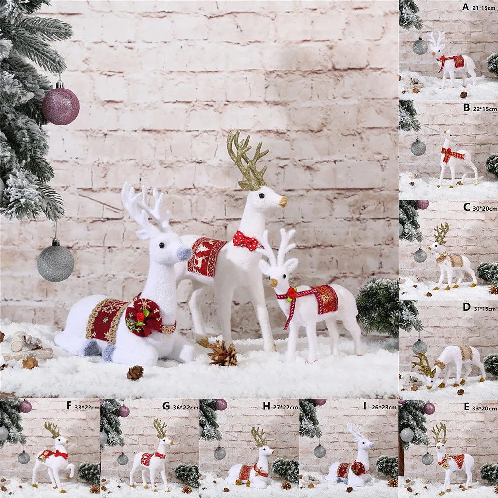 Navidad Christmas White Deer Simulation Deer Home Decoration Elk Doll Animal Model christmas decorations for home