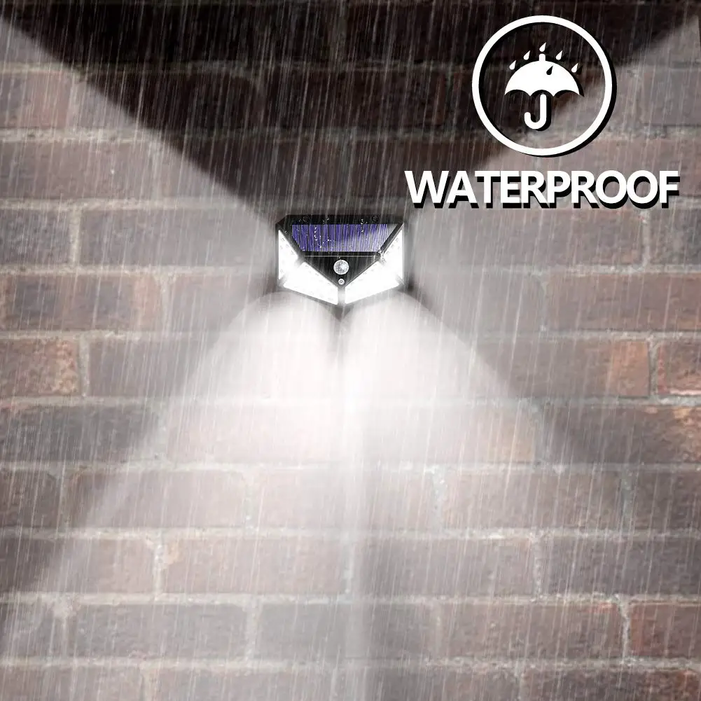 3 Modes 100LED Solar Light Wireless PIR Motion Sensor Wall Lamp Outdoor Waterproof  Solar Security Light for Garden Decoration