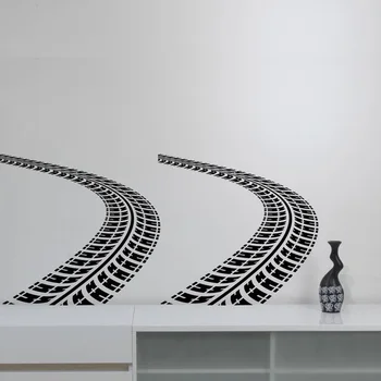 

Tire Tracks Wall Sticker Auto Car Trace Vinyl Decal Art Road Racing Decorations for Home Housewares Boys Room Bedroom A13-006