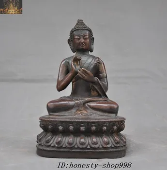 

wedding decoration 8"Old Tibet buddhism Fane Bronze Shakyamuni Sakyamuni Amitabha Buddha Statue