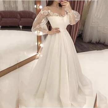 

Simple Tulle Long Sleeves Evening Dresses Robe De Soiree Aibye Saudi Arabia 2020 Dubai A Line Prom Dresses Party Night Gowns New