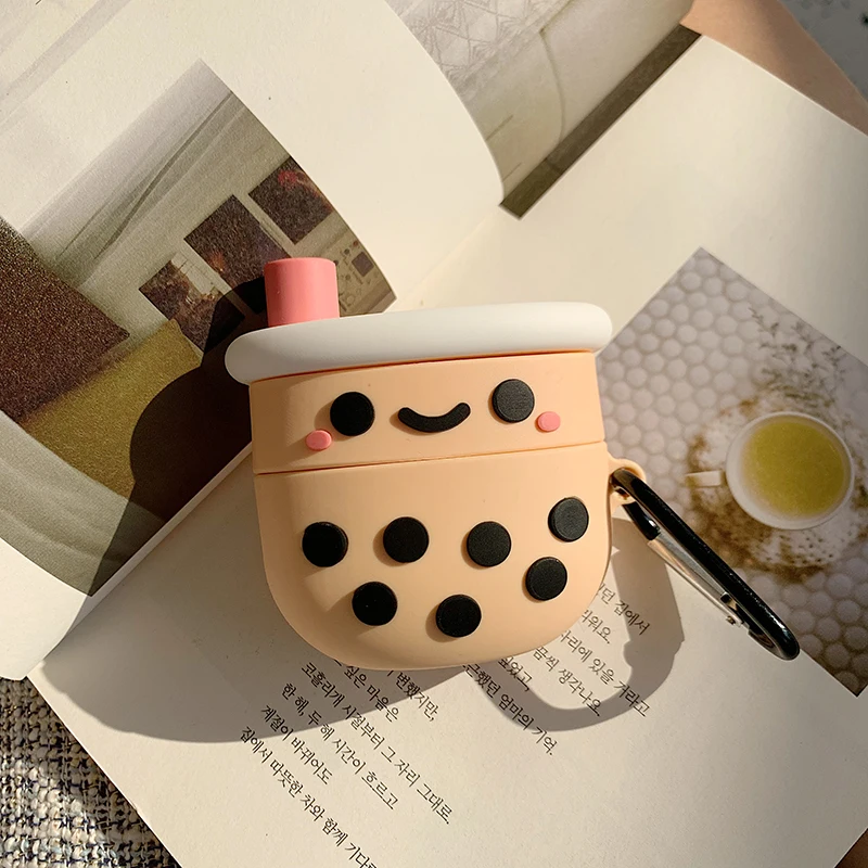 3D милый чехол для гарнитуры Boba для AirPods pro 3, силиконовый чехол для наушников с пузырьками и молочным чаем, защитный чехол Kawaii - Цвет: Хаки