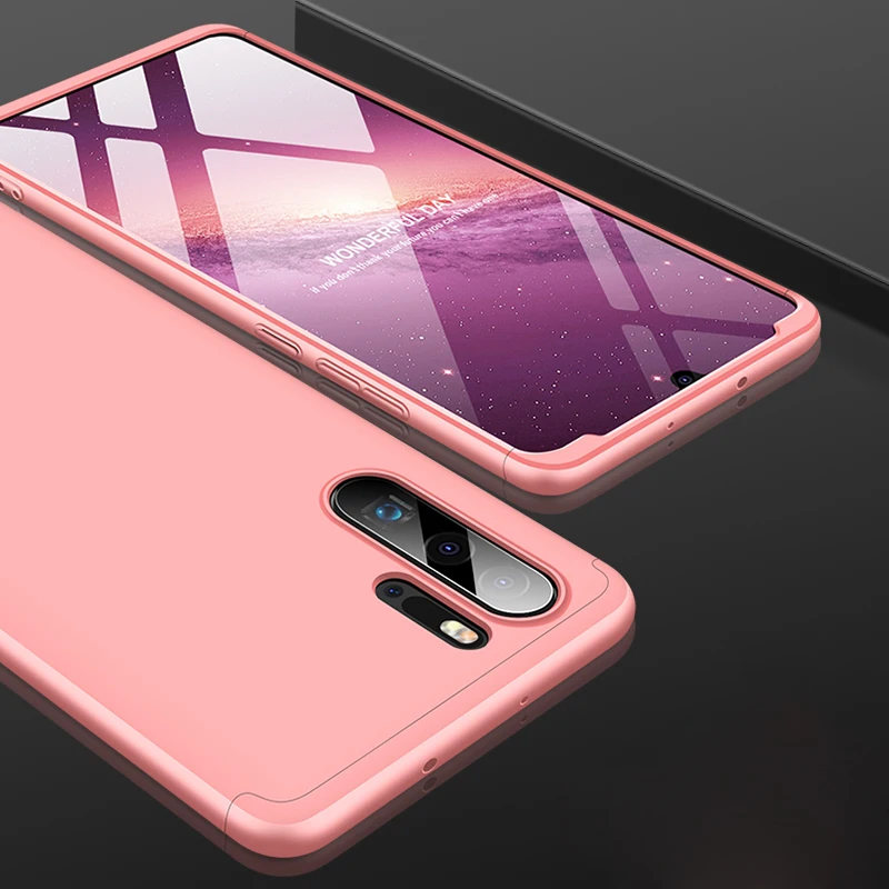 360 градусов чехол для huawei mate 20 10 P30 P20 Lite Y6 Y7 Pro Prime Y9 P10 Plus P9 чехол 3 в 1 Жесткий Защитный матовый чехол - Цвет: Розовый
