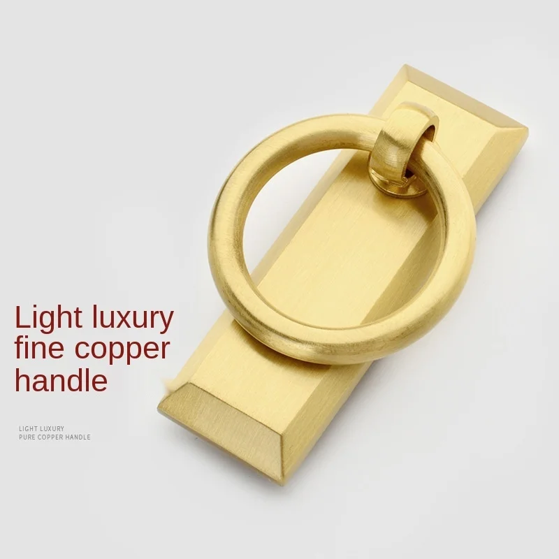 Pure Copper Handle Drawer Wardrobe Door Handle Golden New Chinese Brass Handle Classical