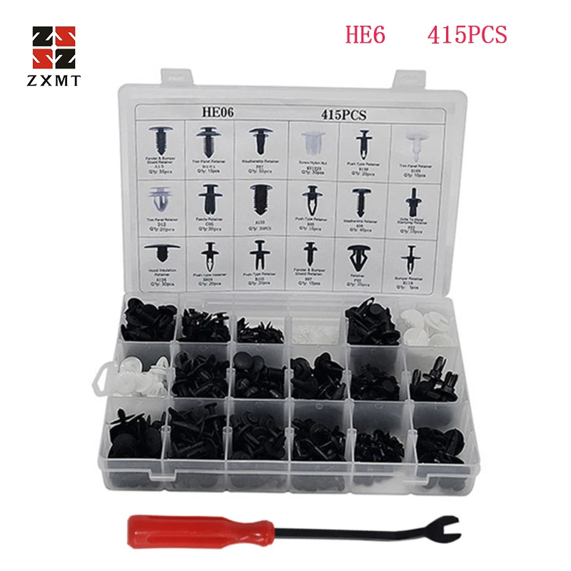 

ZXMT Auto Car screw set Vehicle Body Plastic Push Pin Rivet Fasteners Trim Clip Repair Assortment + tool set 100 350 299 415Pc