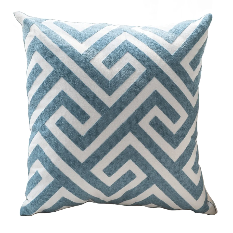 

1 Packs Embroidered Geometric Cotton Pillow Cushion Covers Decorative Square Embroidery Throw Pillowcases Soft 18x18 Inch
