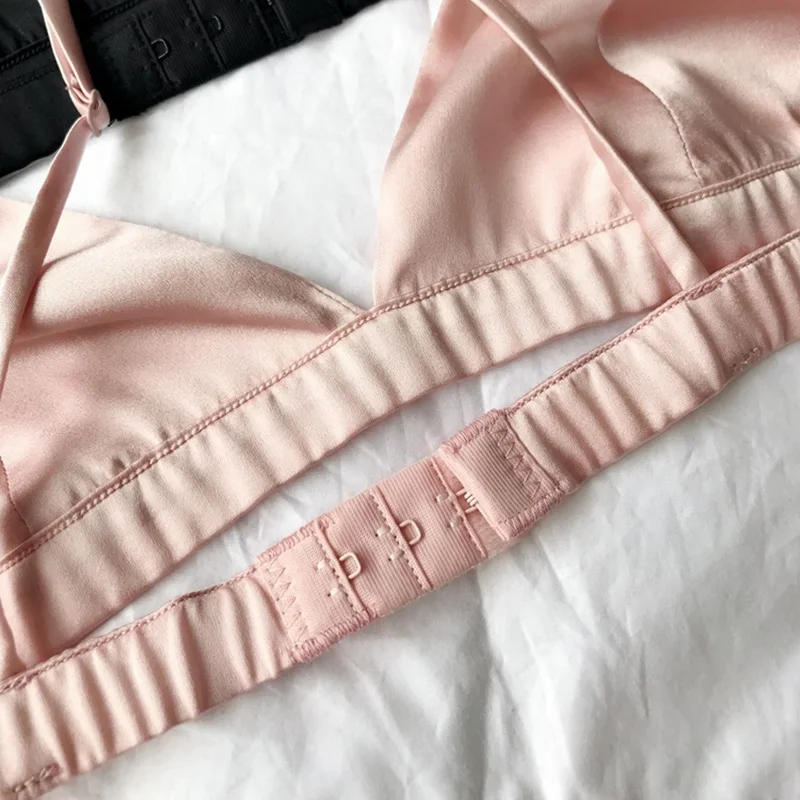 Bralettes беспроводной треугольник для женщин натуральный шелк Дамы Бюстгальтер Без подкладки bralett сексуальное мягкое нижнее белье femme brasier mujer
