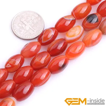 

Oliva Shape Sardonyx Red Agates Beads Natural Stone Beads Diy Loose Beads For Jewelry Making Strand 15 Inches Wholesale