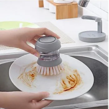 

Automatic Liquid Cleaning Brush Handheld Non-stick Dishwashing Brush Kitchen Washing Pot Soap Dispenser Household Cleaning Tools