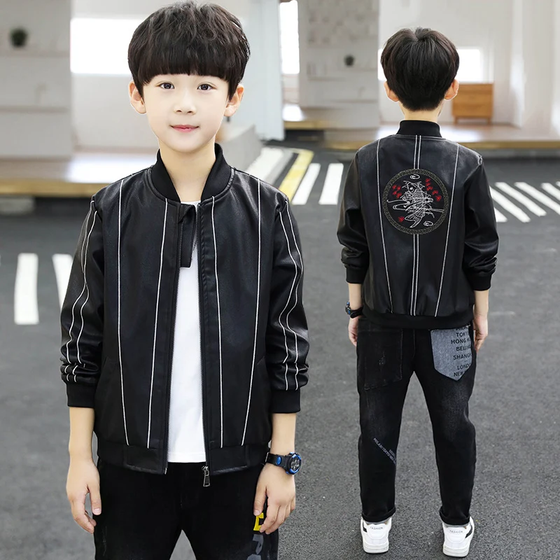 

Children New 2019 Autumn Windproof Jacket Kids Boys Pu Jacket Coat Kids Leather Jacket Boy Waterproof Warm Fleece Outerwear