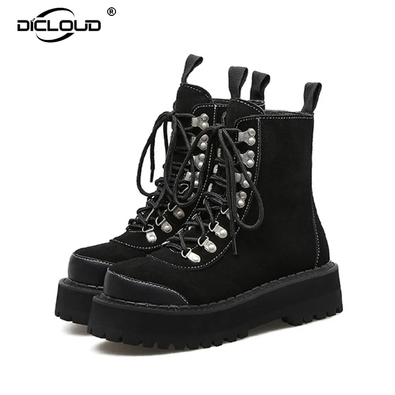 

Luxury Suede Winter Boots Women Ins Hot Harajuku Girls Platform Ankle Boots Gothic Punk Street Fashion Hip Hop Motorcycle Boots