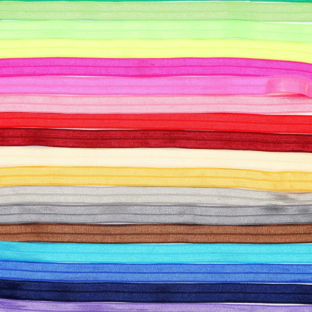 Banda elástica plegable de 5 yardas, 15mm, Color sólido brillante FOE, banda de encaje de línea elástica, banda de cintura, prenda de costura para manualidades, accesorios