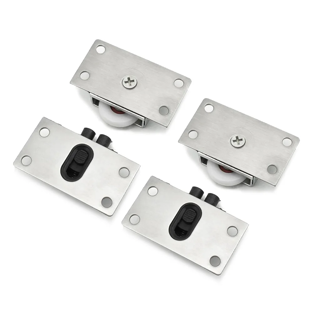 

4pcs Stainless Steel Barn Door Cabinet Roller Pulley Wheel Push-pull Rail Track