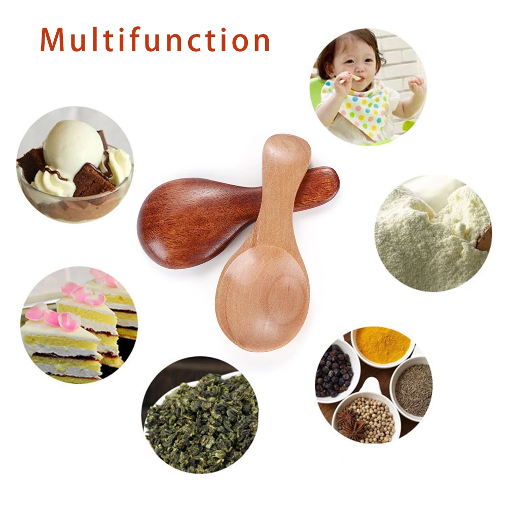 Wooden Mini Condiment Scoop Spoon for Coffee Tea Sugar