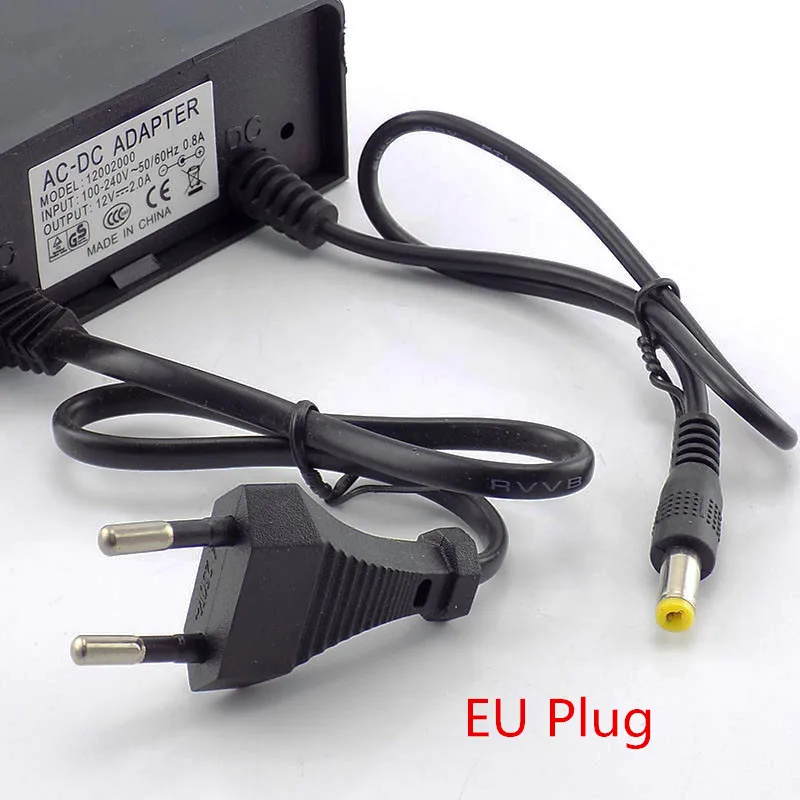 AC DC 12V 2A 2000ma CCTV Camera Power Supply Adaptor Outdoor Waterproof Adapter Charger EU US Plug for CCTV Video Camera