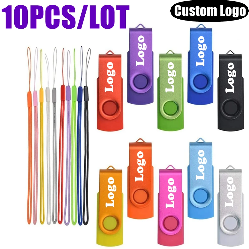 10PCS/lot Colour USB Flash Drive Pen Drive 1GB 2GB 4GB 8GB 16GB Pendrive Memory Stick 32GB 64GB USB Stick Gift Free Custom LOGO