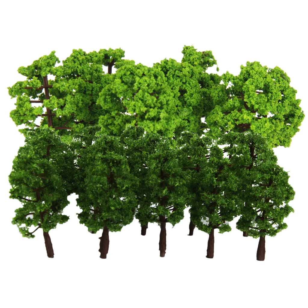 40pcs Model Tree 1:150 Scale Train Railroad Architecture Diorama for DIY Crafts or Building Models (Dark Green + Light Green)