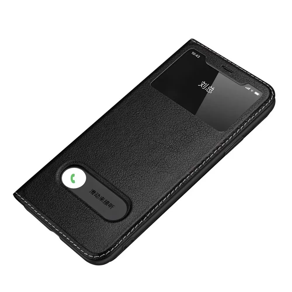 

100% real leather for iPhone 11 11Pro 11Promax mobile wallet, window clamshell design for iPhone 7 8plus phone case