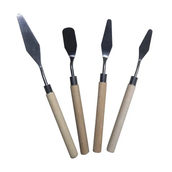 

4pcs Anti Slip Watercolor For Artist Spatula Scraper Palette Set Oil Painting Tools Professional Student Stainless Steel