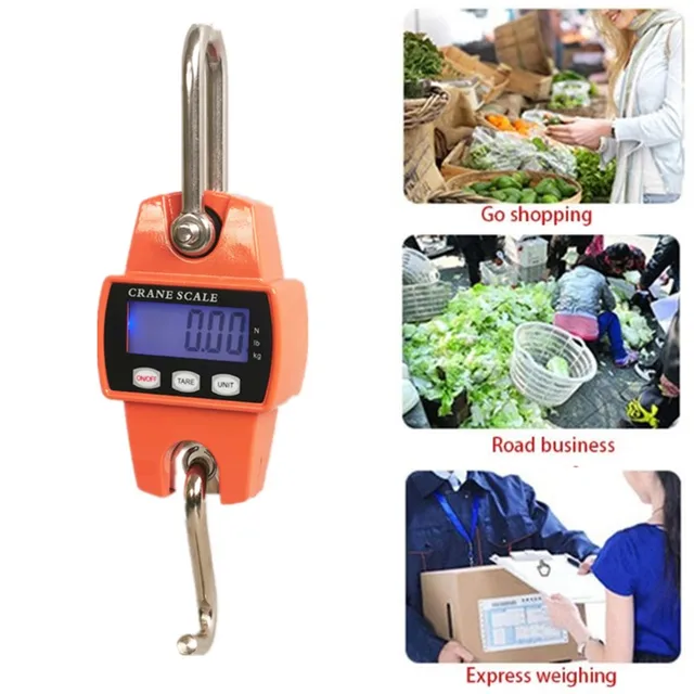 300kg Digital Hanging Scale Portable Heavy Duty Crane Scale Stainless Steel  Hook Scale LCD Loop Weight Balance Luggage Scale