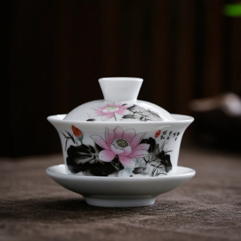 Gaiwan Фарфор Керамика 120 мл чай соусница для тарелки набор крышек мастер пиалы для чая чаши посуда для чая Посуда для напитков контейнер ремесла в качестве подарков - Цвет: H Style