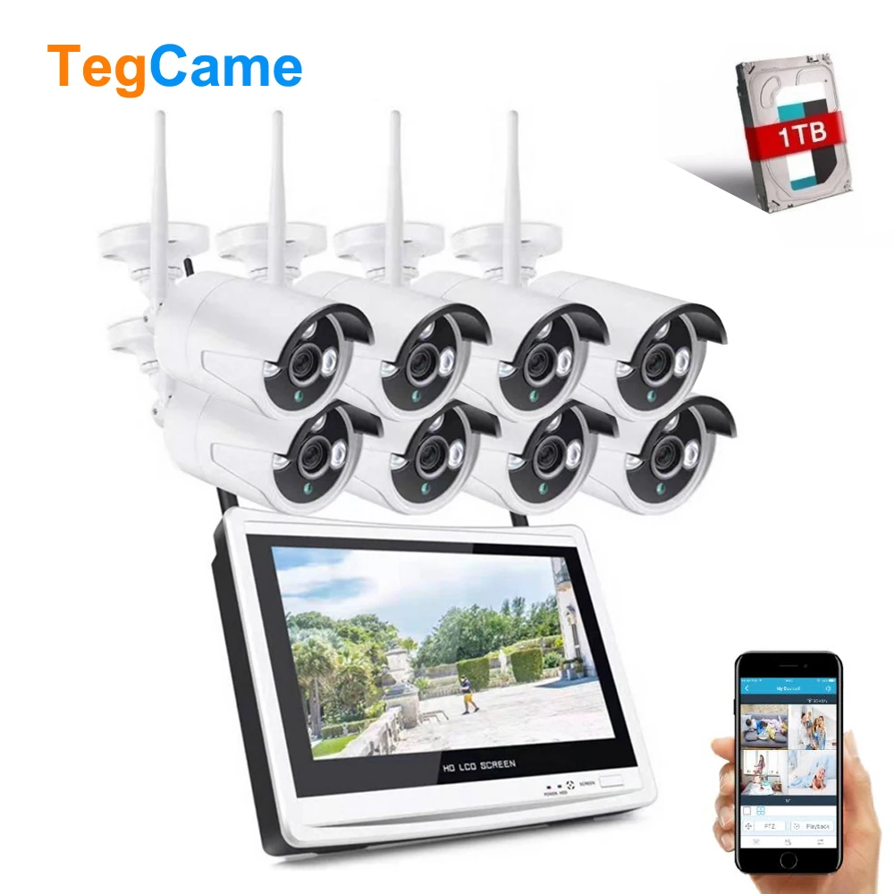 8 канальный Full HD Wi Fi Беспроводной NVR экран CCTV система 1080P IP камера wifi Открытый