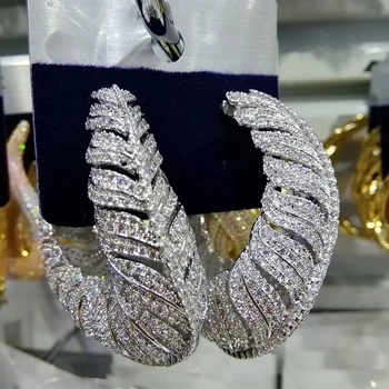 

missvikki Handmade Full CZ Stone Hoop Earrings For Women Party Appointment Jewelry Statement Top Quality New Trendy Bijoux