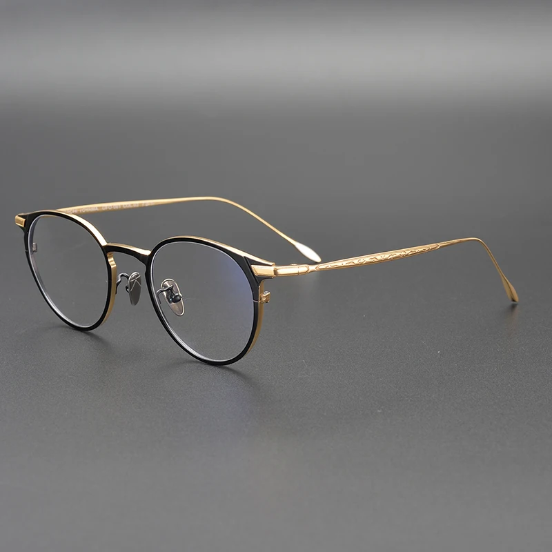 

2019 High Quality Pure Titanium Glasses Frame Men Women Fashion Retro Round Circle Eyeglasses with Non-prescription Clear Lens