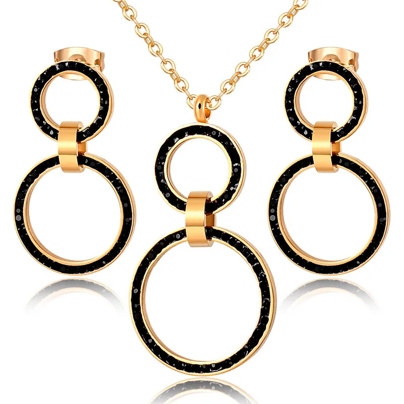 Roman Numeral Choker Necklace & Earrings Sets Full Crystals Stainless Steel Round Circle Clavicle Necklace for Women jewelry sets jewelry set women earrings chain necklace