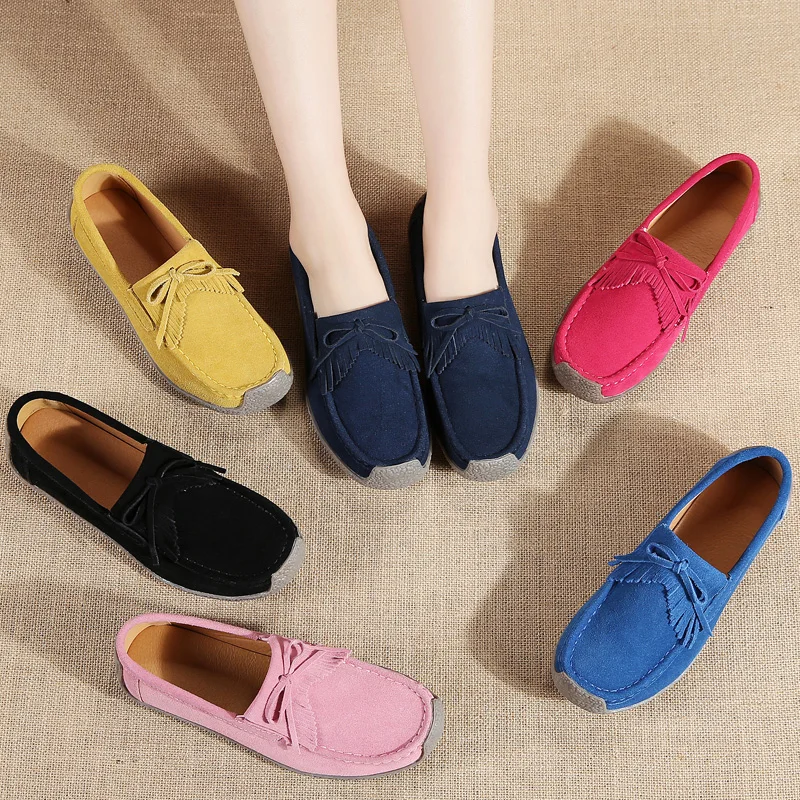 tassel genuine leather shoes women italian fashion vulcanized loafers elegant dress ladies casual flats driving lady moccasins (20)