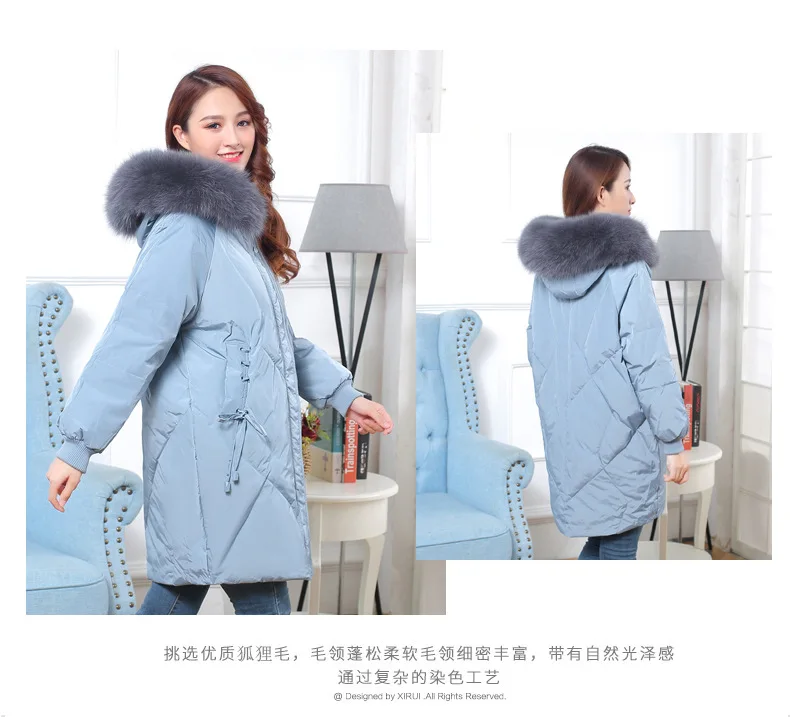 Down jacket real fox fur collar woman new mid-long anti-season sale back season white duck down clearance explosion