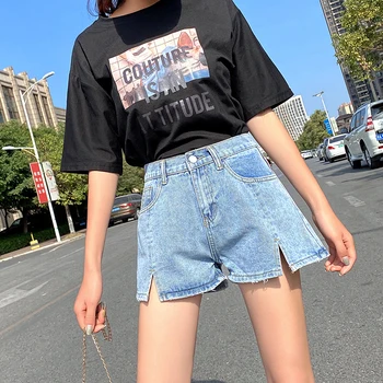 

Light Blue Shorts Jeans Woman 2020 New Summer Fashion Denim Short Pants for Woman High Waist Loose Jeans Female Vintage