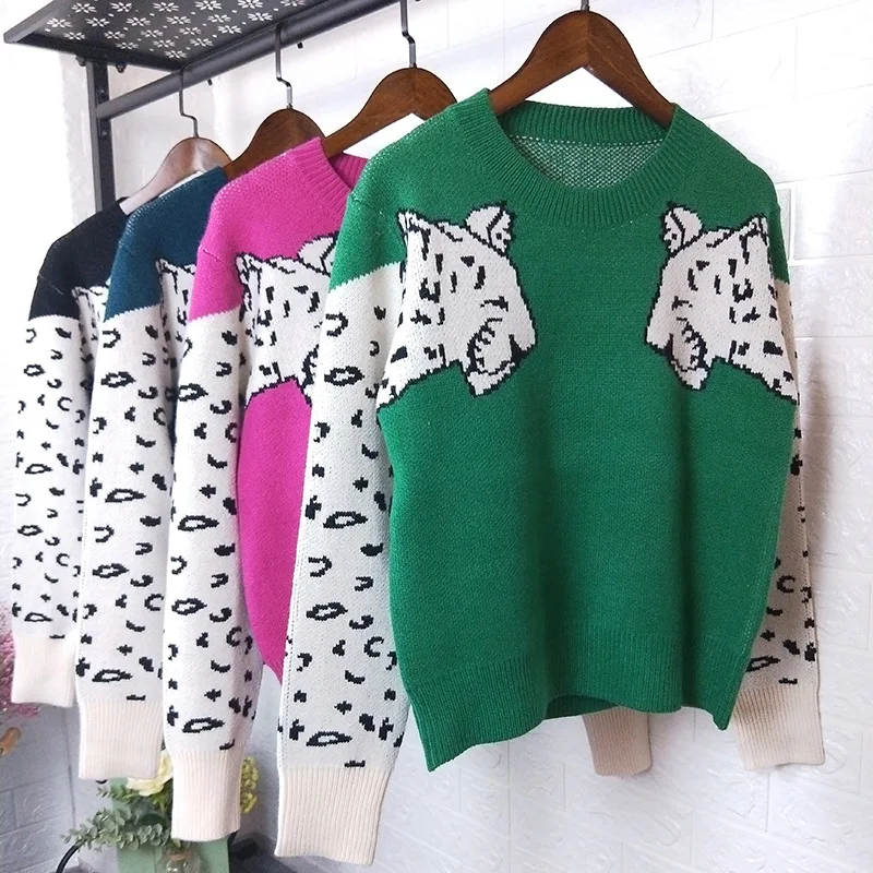 Hirigin сексуальный свитер с леопардовым принтом для женщин, весна, новые модные джемперы с длинным рукавом, укороченный топ, вязаная уличная одежда для женщин
