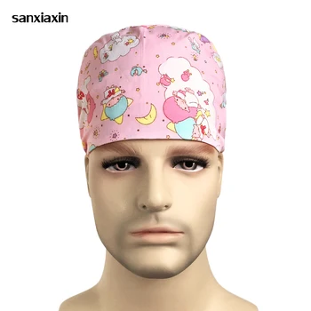 

Unisex Cute print Medical surgical cap doctor nurse hat operating room hats dentist pet hospital work caps nurse accessories