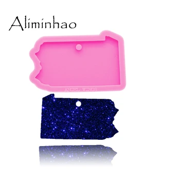 

DY0224 Shiny Pennsylvania mold Silicone Molds DIY United States State Map resin epoxy keychains Mould custom keychain