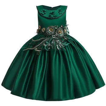 

Flower Girl Dress for Girls Kids Clothing Children's Wedding Dresses Christmas Clothes Children's Satin Lantern Dress 3-10 years