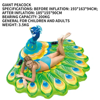 

Peacock swim ring swimming inflatable loating row floating bed swimming pool thickening for women/children/adult water park toys