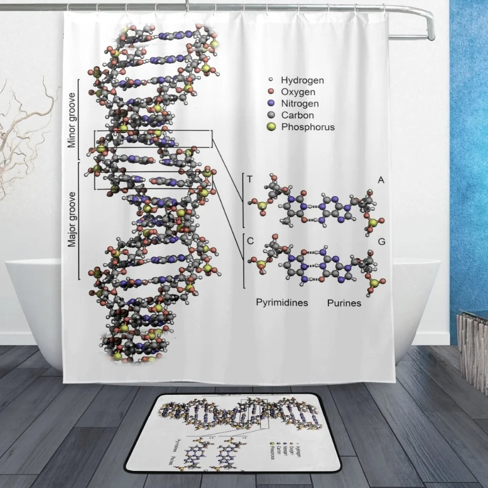 ДНК научная душ Шторы и коврик для выпечки, обучающая наука шторы для ванной из водонепроницаемой ткани Шторы