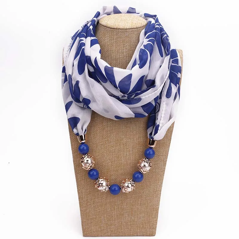 

2019 Sky blue pattern National style Chiffon Scarf spring and summer Necklace pendant scarf