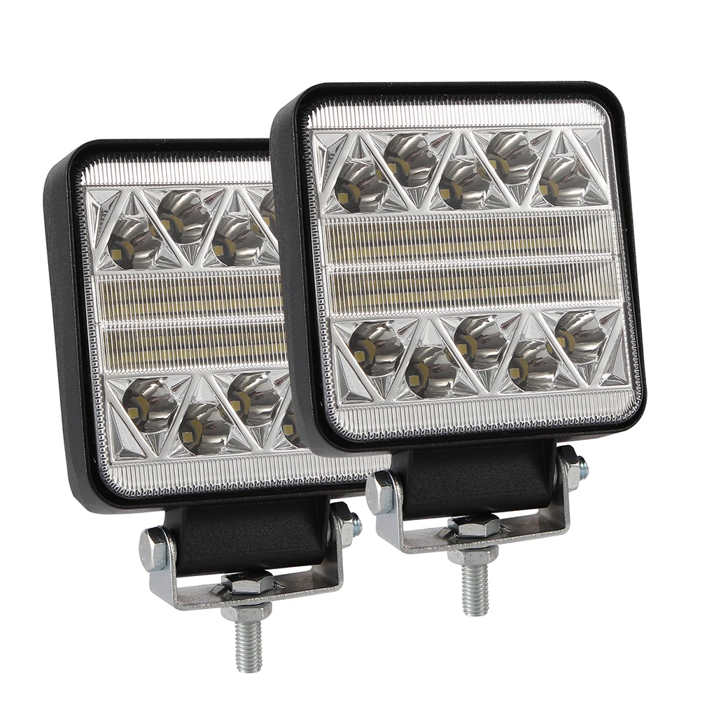 2PCS 4 inch 102W Square Car LED Flashing Working Light Modified Truck Off-road Roof Lights 6000K Lamp